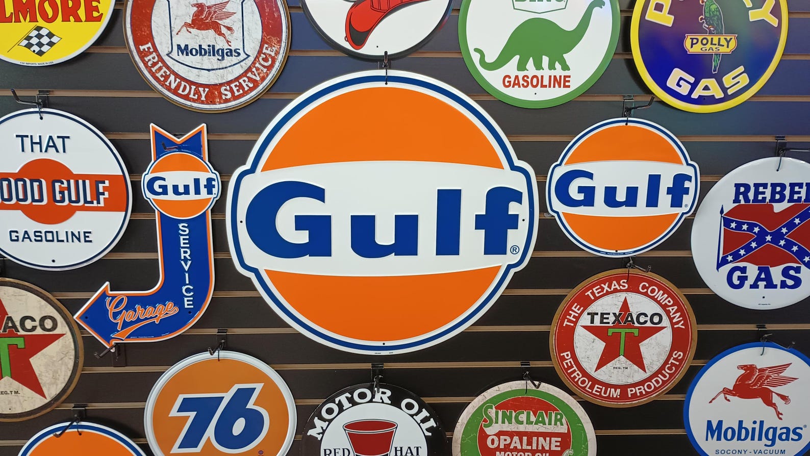 24" New Gulf Gas Tin Sign Gas and Oil Mancave Automotive Wall Decor ...
