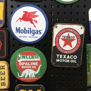 3 Gas Station Magnets Texaco Sinclair Mobil Garage Fridge Magnets Auto Theme Man Cave Decor Small Gifts Dad Gifts Husband Stocking Stuffers