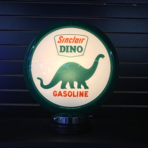 13.5&quot; Sinclair Dino Gas Pump Globe WITH or WITHOUT Heavy Duty Light Base Sinclair Gas Pumps Garage Decor Men Gas Station Decor Oil Gift Dad