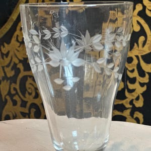 Vintage Etched Glass Ice Tea/ Water Glass