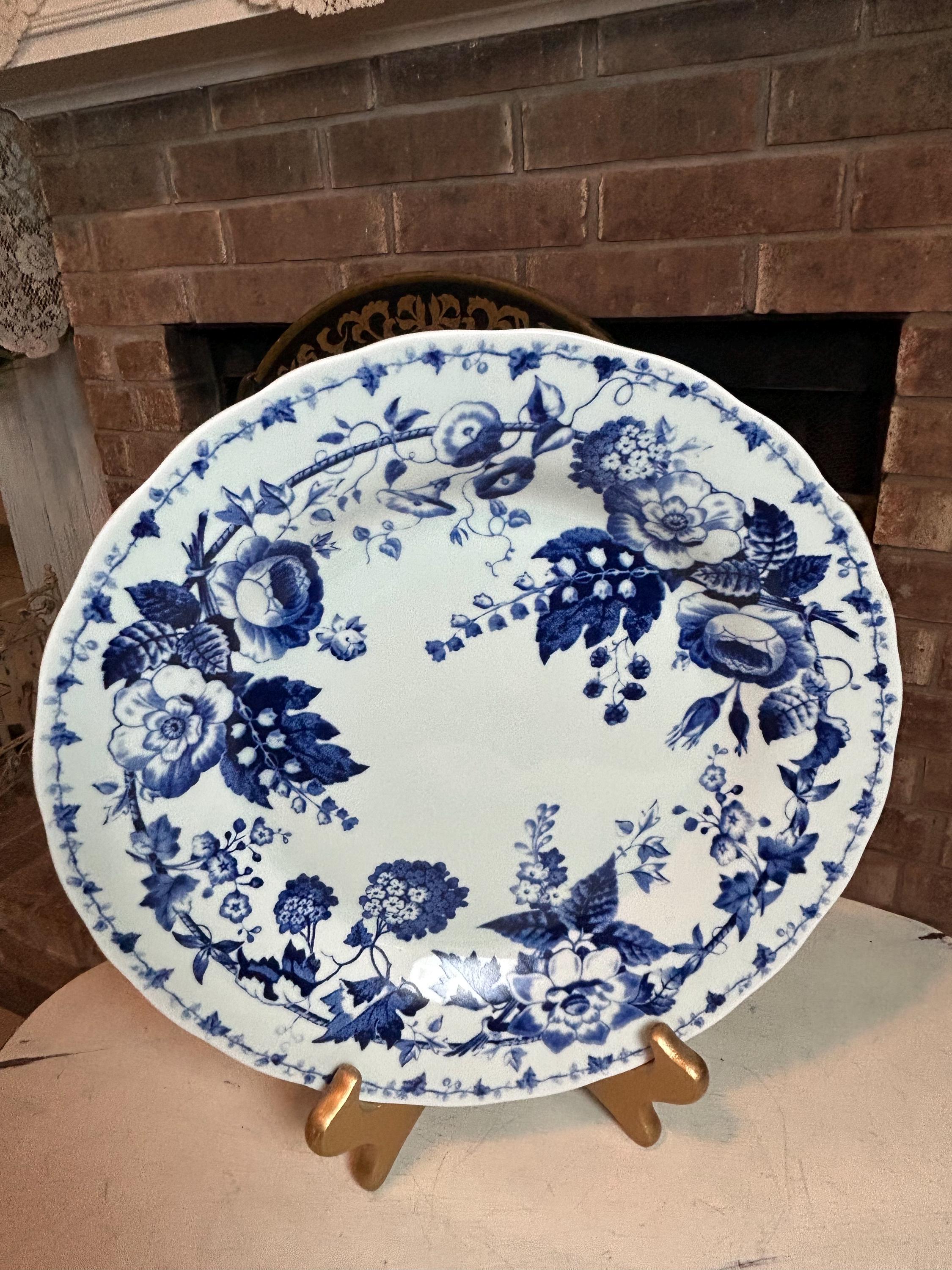Vintage Blue Flower Lunch Plates - Etsy