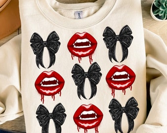 Halloween vampire coquette bow png sublimation design download, halloween png, vampire png, happy halloween png, sublimate designs download