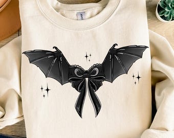 Halloween bat gothic coquette bow png sublimation design download, Halloween png, Happy Halloween png, spooky vibes png, designs download