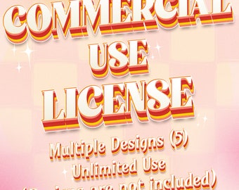 Commercial Use License for Small Businesses and Physical Products, Multiple (5) Design, Unlimited Use, Commercial Use License