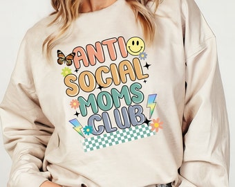 Anti social moms club png sublimation design download, Mother's Day png, groovy png, mom life png, sublimate designs download