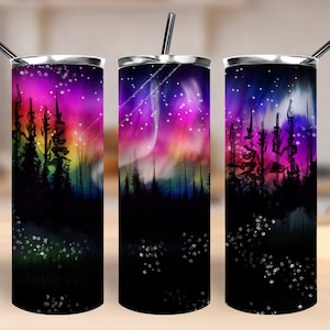 Northern lights 20 oz skinny tumbler png, Aurora tumbler wrap png, Aurora Borealis tumbler png, Galaxy 20 oz tumbler designs,png download