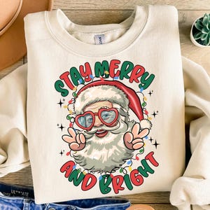 Stay merry and bright Santa png sublimation design download, Merry Christmas png, Christmas png, santa claus png, sublimate designs download