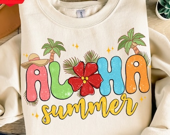 Aloha summer png sublimation design download, hello summer png, summer vibes png, beach vibes png, sublimate designs download