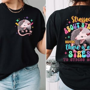 Stressed about stress before there is even stress to stress about funny opossum png, hand drawn opossum png, sublimate designs download