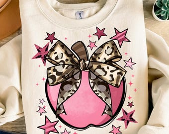 Pink coquette apple png sublimation design download, apple png, coquette bow png, sublimate designs download