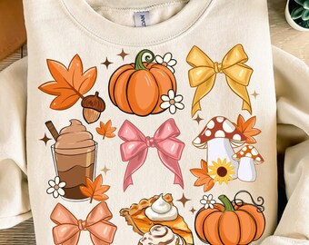 Coquette Fall pumpkin png sublimation design download, Fall png, Fall vibes png, hello Fall png, sublimate designs download