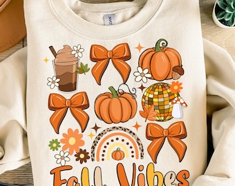 Coquette fall pumpkin png sublimation design download, Fall png, Fall vibes png, hello Fall png, sublimate designs download