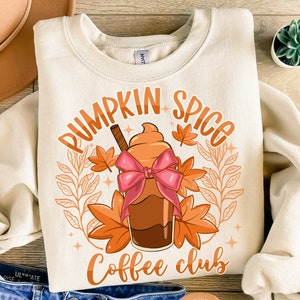 Pumpkin spice coffee club png sublimation design download, Hello Fall png, Fall vibes png, pumpkin png, subimate designs download