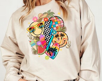 Retro Summer png sublimation design download, hello summer png, summer vibes png, beach vibes png, sublimate designs download
