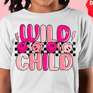 Wild child checkered png sublimation design download,Mother&#39;s Day png,girl mom png,Preppy Girl, Hot Pink 90s 80s, sublimate designs download