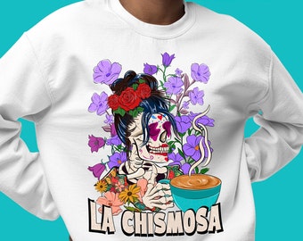 La Chismosa png sublimatie ontwerp download, grappige Mexicaanse Chisme png, Mexicaanse Latina skelet png, sublimatie ontwerpen downloaden