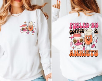 Fueled by coffee and anxiety png sublimation design download, coffee love png, coffee cup png, coffee time png, sublimate designs download