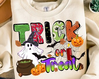 Trick or treat png sublimation design download, Happy Halloween png, spooky season png, Halloween png, sublimation design download