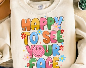 Happy to see your face png sublimation design download, groovy png, smile face png, sublimate designs download