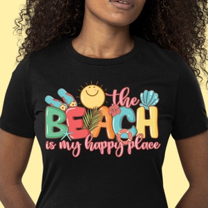 The beach is my happy place png sublimation design download, hello summer png, summer time png, beach vibes png, sublimate designs download