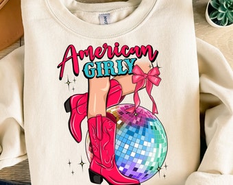 American Cowgirl 4th of July PNG, Girly Sublimate Design (Digital Download)