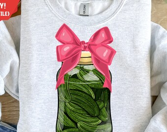 Pickle Jar with Ribbon PNG, Hand Drawn Sublimation Design (Digital Download)