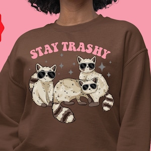 Stay trashy png sublimation design download, trashy png, raccoons png, Opossum png, Funny Animals png, sublimate designs download