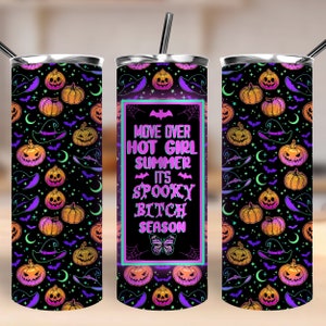 Spooky season funny 20 oz skinny tumbler png, Halloween tumbler wrap png, pumpkin 20 oz tumbler designs, tumbler png download