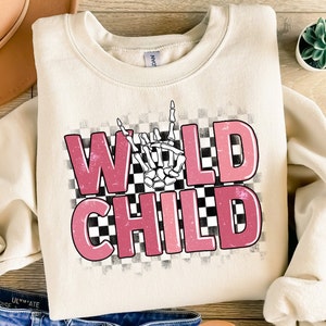 Wild child checkered png sublimation design download, Mother&#39;s Day png, girl mom png, mom life png, mom png, sublimate designs download