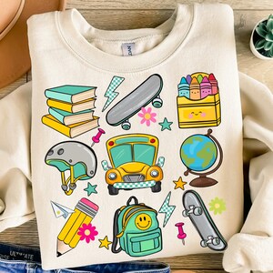 Back to school coquette png sublimation design download, back to school png, school bus png, smiley face png, sublimate designs download