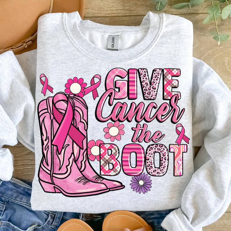Give Cancer the Boot Png Sublimation Design Download, Breast Cancer ...
