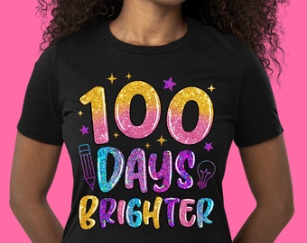 100 days brighter png sublimation design download, school png, back to school png, school vibes png, happy 100 days png, sublimate download