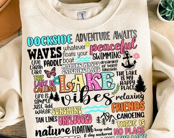 Lake vibes png sublimation design download, lake love png, hello summer png, lake days png, sublimate designs download