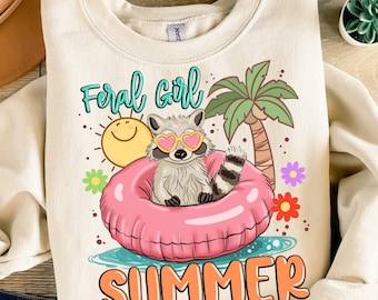 Feral girl summer png sublimation design download, hello summer png, summer holiday png, beach vibes png, sublimate designs download