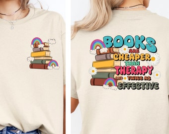 Books cheaper than therapy png sublimation design download, bookish png, book lover png, bookworm png, sublimate designs download