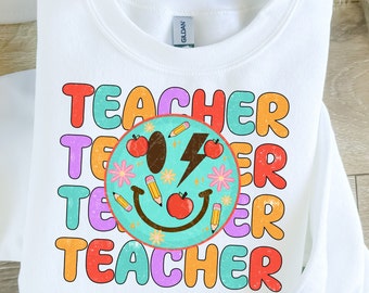Retro Teacher PNG, Back to School Sublimation Design (Digital Download)