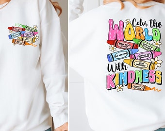 Color the world with kindness crayons png sublimation design download, colorful crayons png, back to school png, sublimate designs download