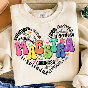Maestra Spanish Teacher Heart png, Festa dell’insegnante png, School vibes png, Vita da insegnante png, Ritorno a scuola, download di disegni sublimati