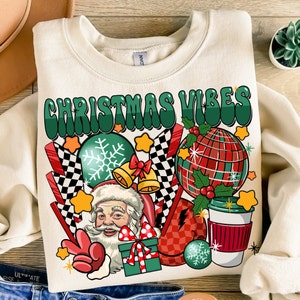 Retro Christmas vibes png sublimation design download, Merry Christmas png, Christmas png, Happy New Year png, sublimate designs download