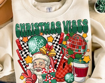 Retro Christmas vibes png sublimation design download, Merry Christmas png, Christmas png, Happy New Year png, sublimate designs download