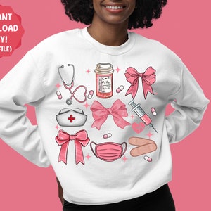 Labor & Delivery Nurse Sweatshirt - Coquette Bow Design "Baby Nurse Life"