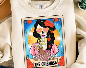 De chismosa-tarotkaart png-sublimatieontwerpdownload, grappig Mexicaans chisme png, Mexicaans Latina-skelet png, sublimeren ontwerpen downloaden