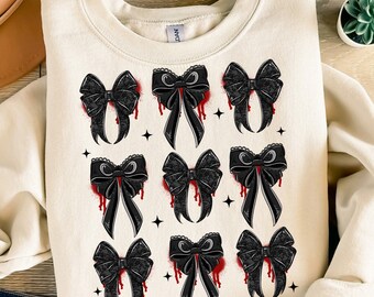 Halloween gothic coquette bow png sublimation design download, Halloween png, Happy Halloween png, coquette bow png, designs download