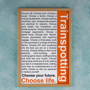 Trainspotting Chose Life Citazione Poster Decorazione da parete Decorazione Roma Poster motivazionale Collezionabili Regali di compleanno
