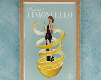 BUONO Limoncello Lemon Italian Retro Poster Wall Art Decor Rome Decor Film Poster Collectibles Birthday Gifts