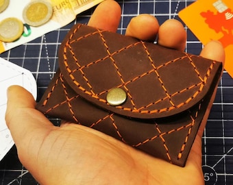 PDF Pattern for EDC Minimalist leather Wallet Coin pouch, Card Holder, cash holder - Easy how to sew tutorial DIY small wallet template