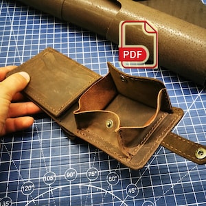 Monedero plegable triple con monedero estilo rana, 10 ranuras para tarjetas, 2 ranuras para efectivo - Patrón PDF DXF para hacer billeteras de cuero
