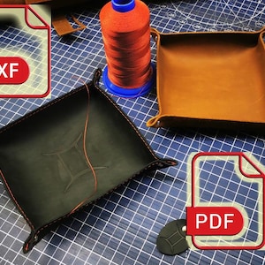 PDF Nähanleitung zur Herstellung von Valet Tray 2 + mit 4 mm Stichloch für DIY Leder Valet Tray + DXF-Datei für Laserschnitt