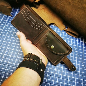PDF Pattern 6 Variations - Best Men Bifold wallet with Coin Pouch - how to sew tutorial sewing DIY + DXF for laser cutting men's wallets