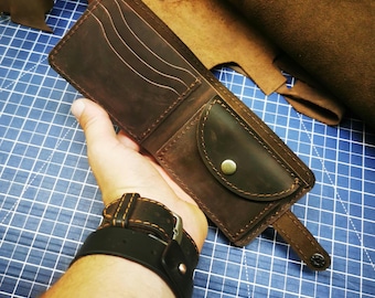 PDF Pattern 6 Variations - Best Men Bifold wallet with Coin Pouch - how to sew tutorial sewing DIY + DXF for laser cutting men's wallets